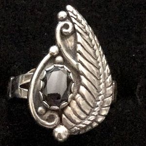 Vintage Hematite Navajo Sterling Silver Ring
